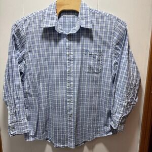 Southern Tide Mens XXL Blue Plaid Long Sleeve Button Down Shirt Performance